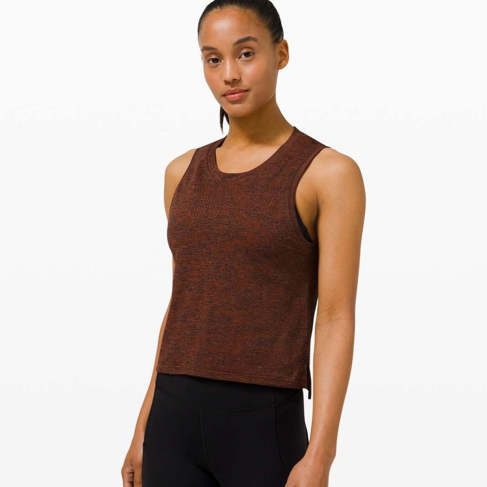 Lululemon Train to Be Tank Camo Dot Camo Dark Terracotta / Black